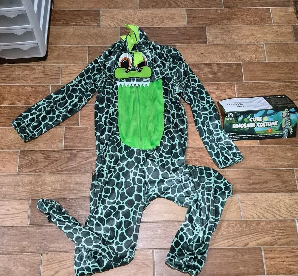 Halloween Costume Dinosaur Dragon Dress Outfit Animal Hooded Onesie Green 9-10